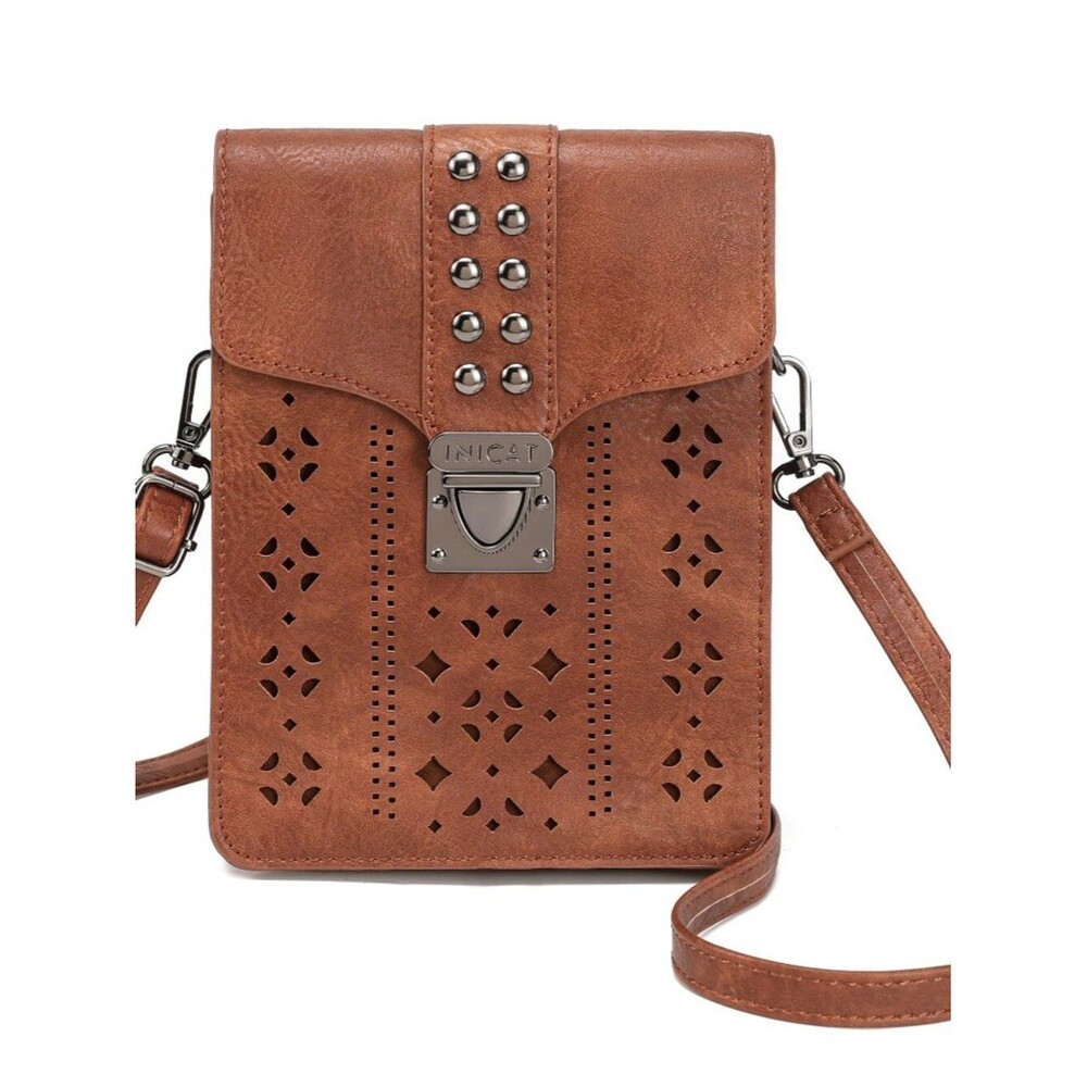 MINICAT INICAT Women RFID Blocking Small Crossbody Bag Cell Phone Purse Stud Cut